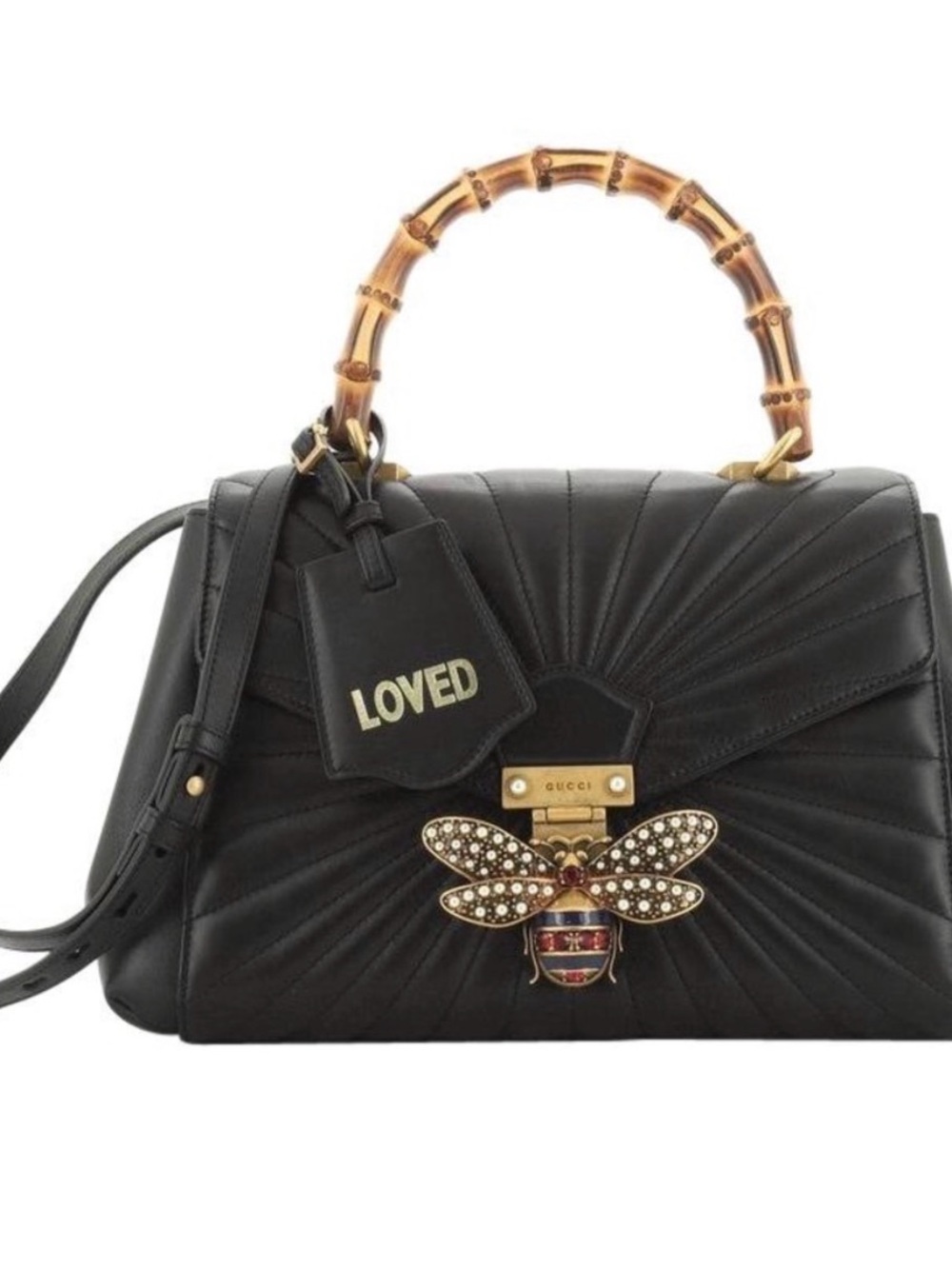Gucci Black Quilted Leather Medium Queen Margaret Bamboo Top Handle Bag
